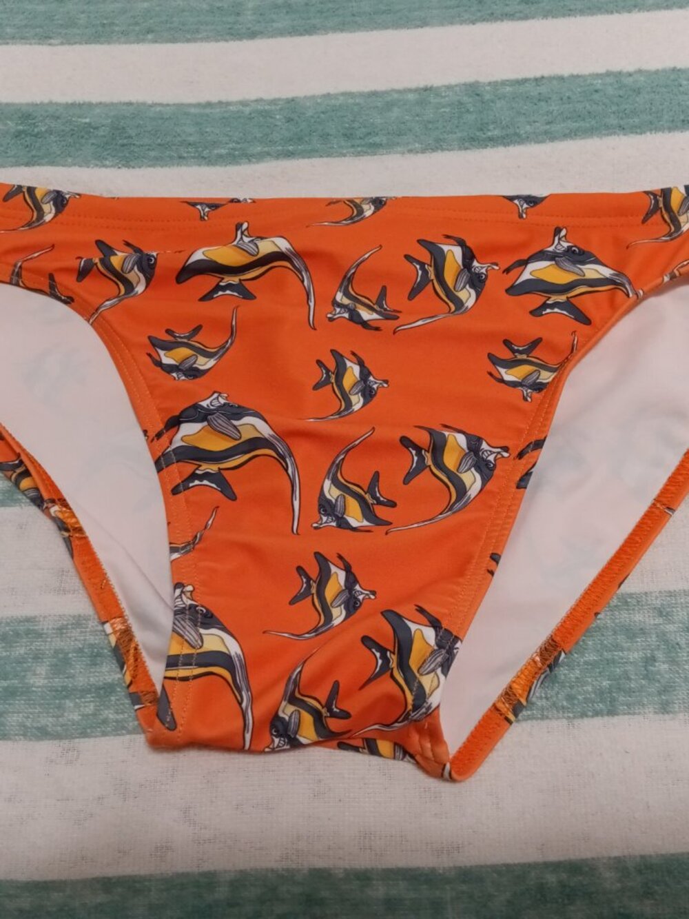 LIKE-NEW AUSSIEBUM "COCKATOO" Orange Swim Brief, Est'd Size "M" (32-33")